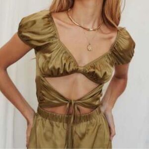 Olive Green Women's romper (long pants)